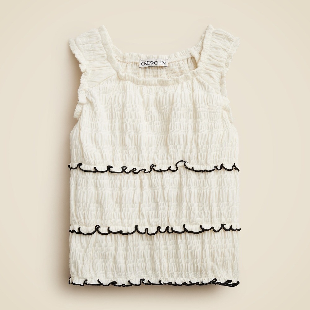 NWT!! Girl's J. CREW Crewcuts Smocked Lettuce-Edge Tank Crinkled‎ Jersey Size 5
